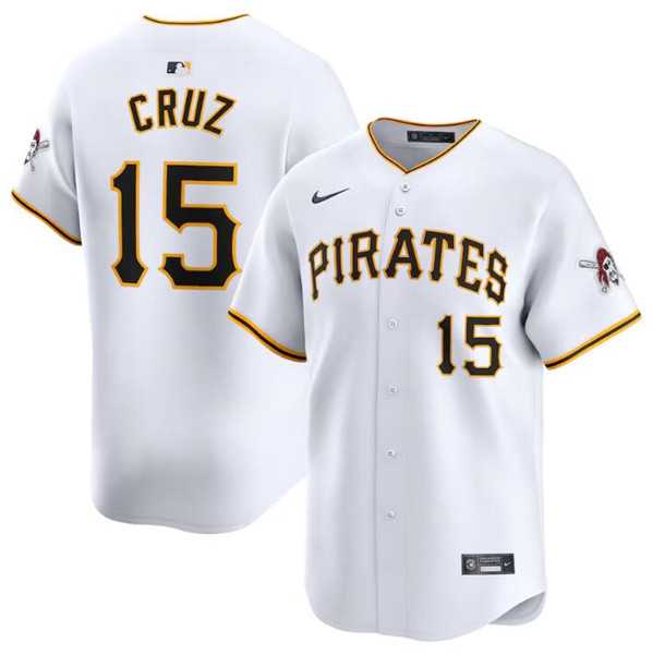 Men%27s Pittsburgh Pirates #15 Oneil Cruz White Home Limited Baseball Stitched Jersey Dzhi